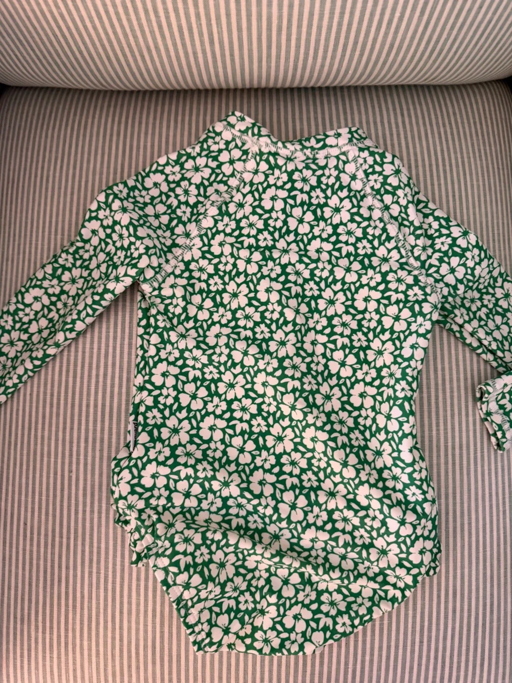 Girls Green Floral Long-Sleeve One-Piece Swimsuit